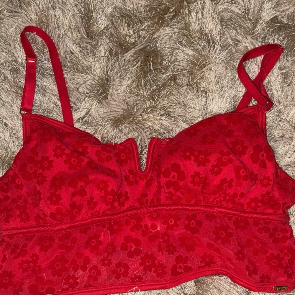 Red Floral Lace Bralette (VS)